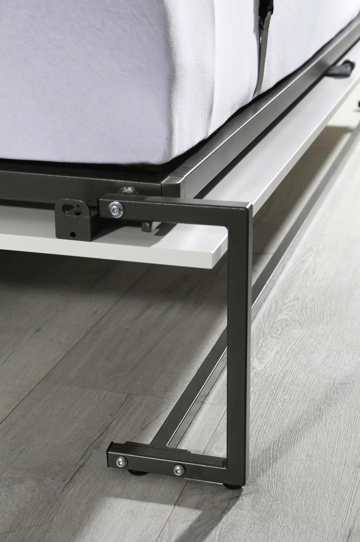Klappbett Albero 90x200 cm Weiß/Grau - Dunkelgrau/Alufarben, MODERN, Holz/Holzwerkstoff (90/200cm) - Rauch Möbel