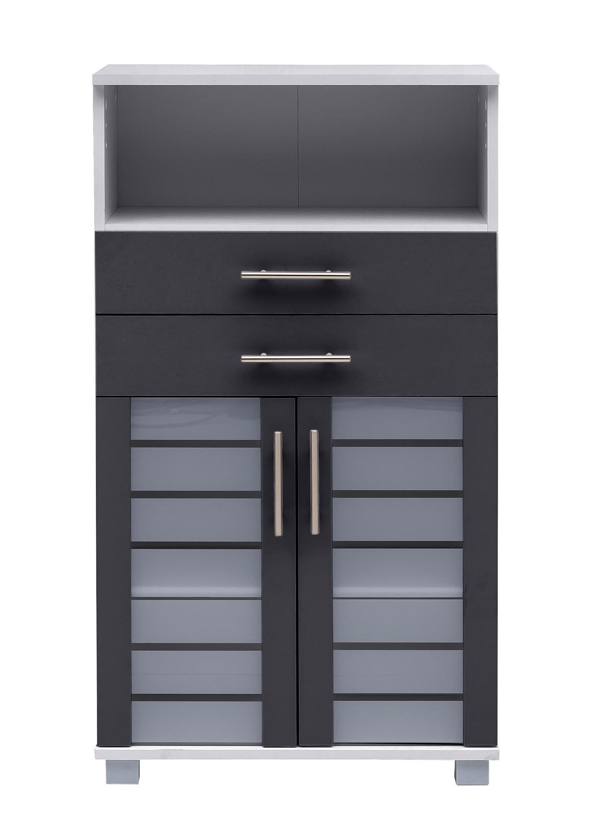 Midischrank Niko Anthrazit/Silber - Edelstahlfarben/Anthrazit, MODERN, Glas/Holzwerkstoff (59,8/110,5/32,6cm) - MID.YOU