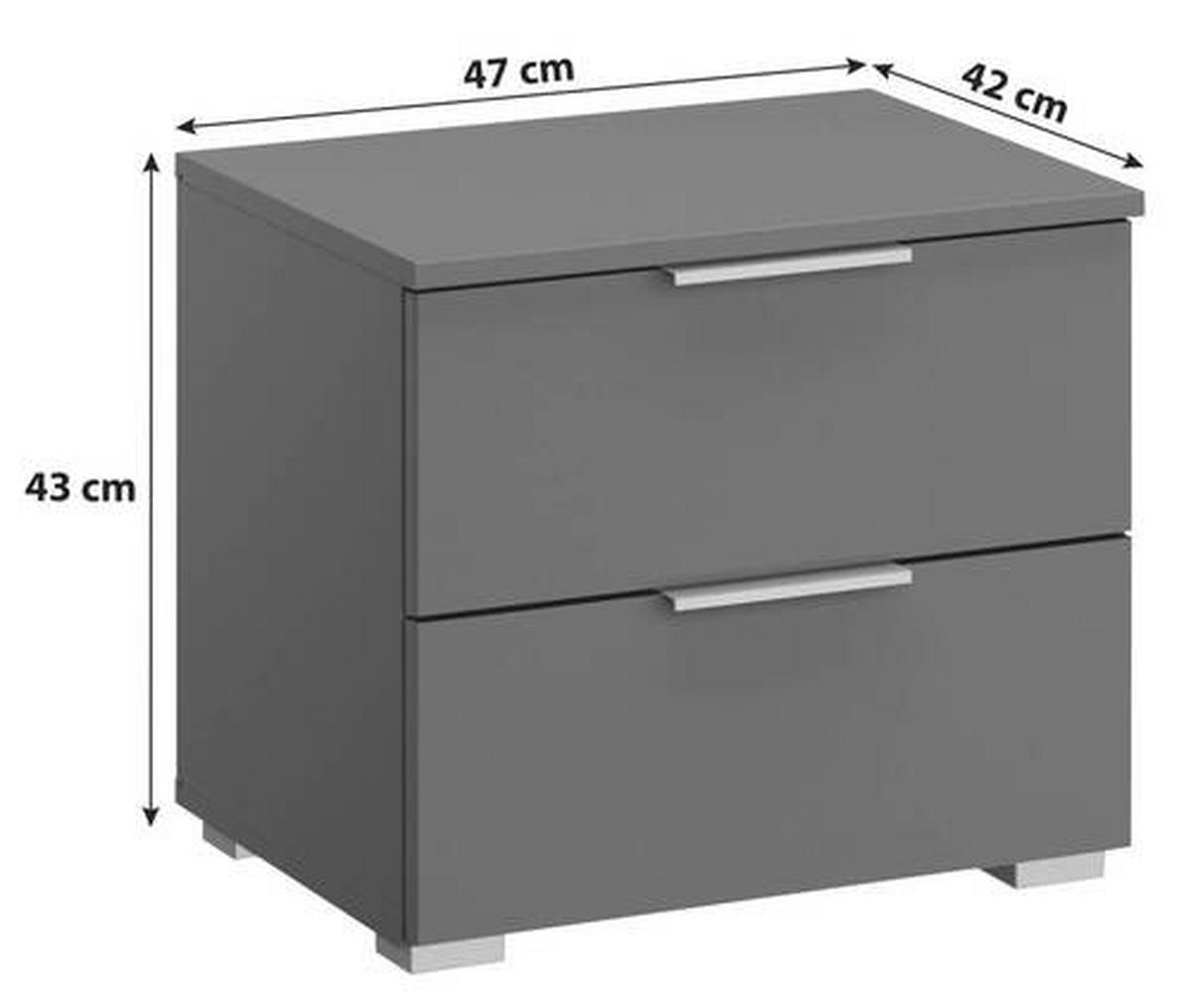 Noćni Ormarić Alabama - siva/boje aluminija, Moderno, drvni materijal (47/43/42cm) - Modern Living