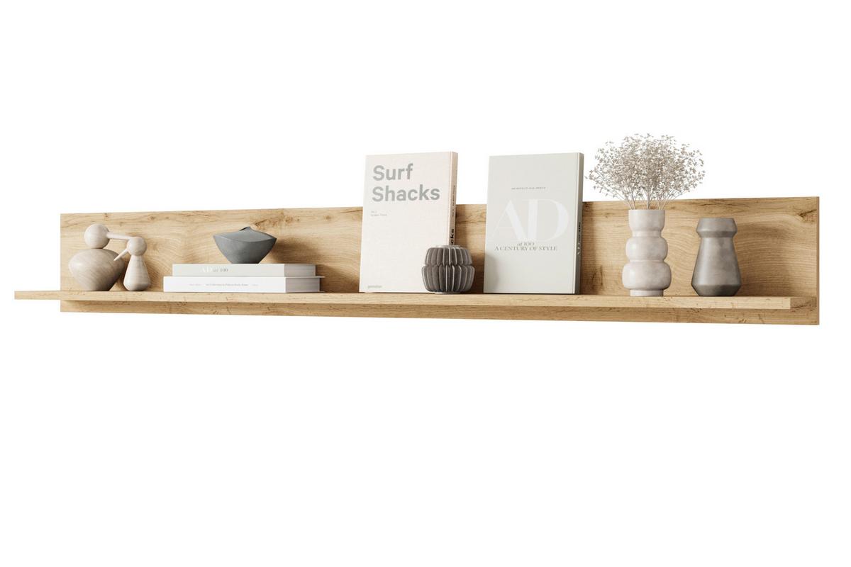 Stenska Polica Vera 138, Barva Hrasta - hrast wotan, Design, leseni material (138,5/18/12cm) - Livetastic