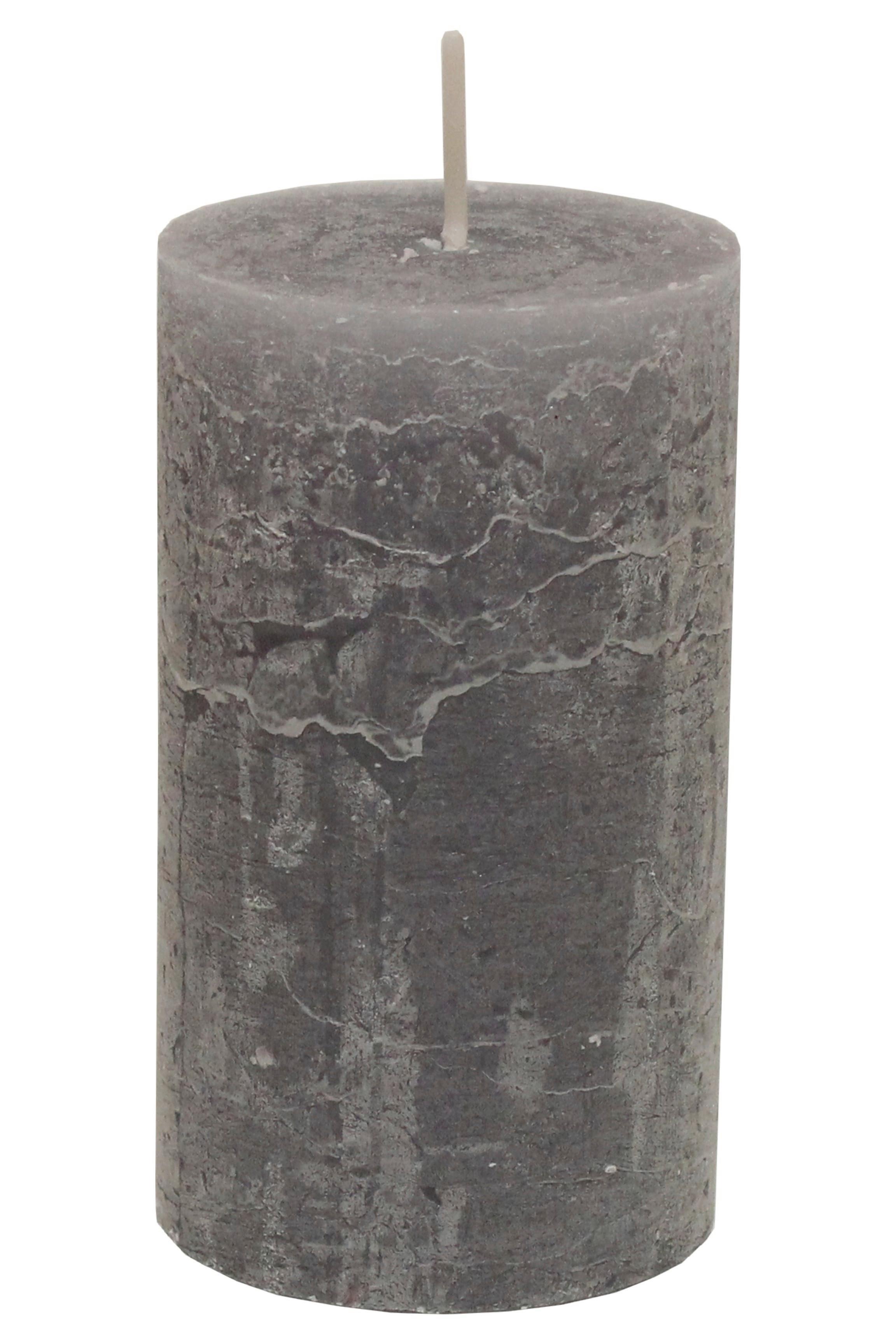 Stumpenkerze Lia In Grau - Grau, Modern (6,8/12cm) - Premium Living