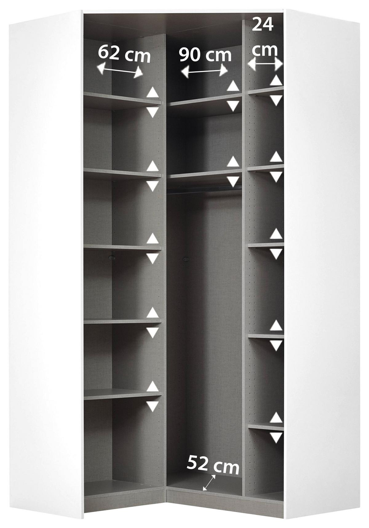 Kutni Ormar Za Odjeću Alabama - siva/tamno siva, Moderno, drvni materijal (117/229/117cm) - Modern Living