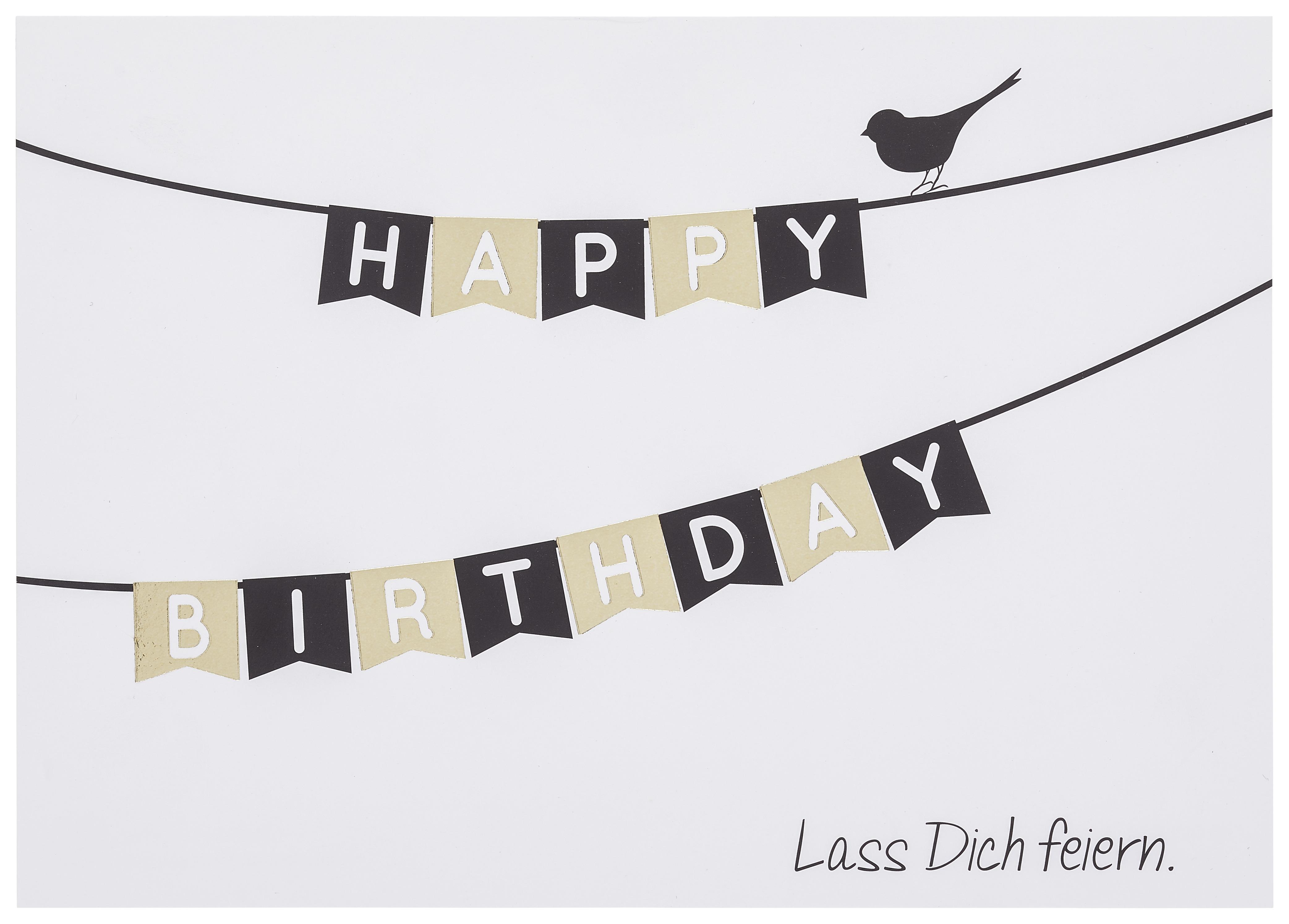 Postkarte Happy Birthday - Goldfarben, Papier (14,8/10,5cm)
