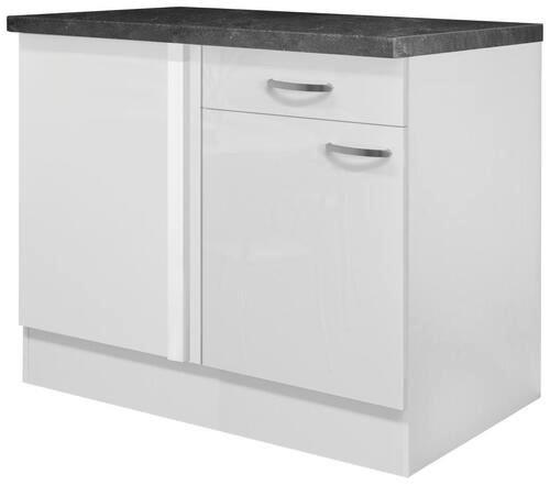 Kotna Spodnja Omarica Alba, Bela, Š. 110 Cm - barve nerjavečega jekla/bela, Moderno, kovina/leseni material (110/86/60cm) - FlexWell