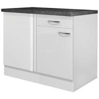 Kotna Spodnja Omarica Alba, Bela, Š. 110 Cm - barve nerjavečega jekla/bela, Moderno, kovina/leseni material (110/86/60cm) - FlexWell