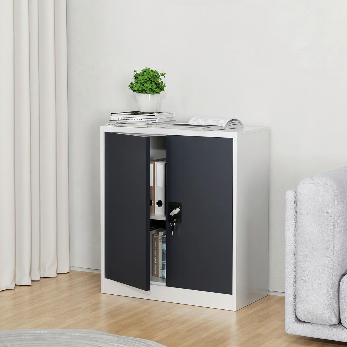Aktenschrank Malivo - Weiss/Anthrazit, Konventionell, Metall (80/90/40cm) - MID.YOU