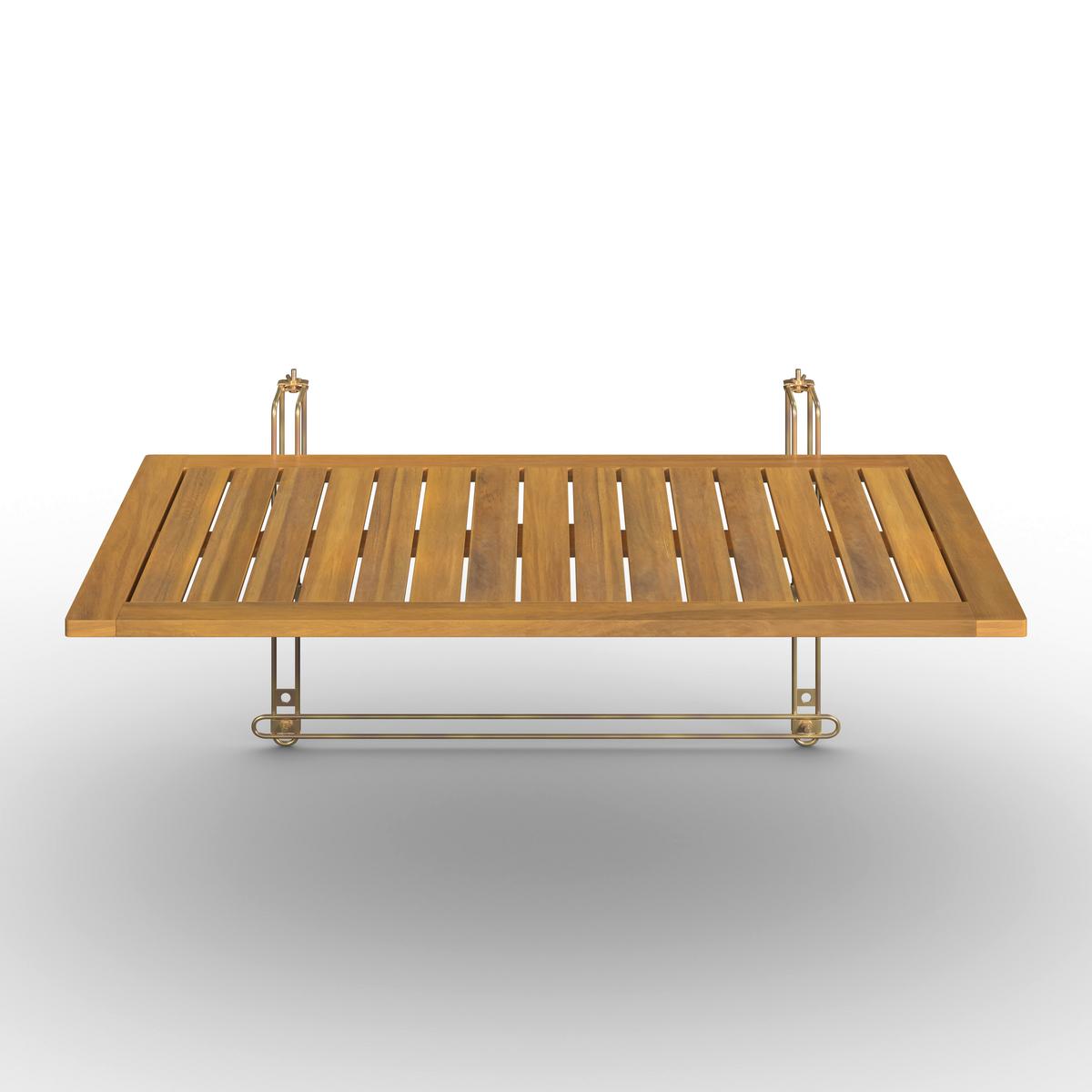 Balkontisch Helena Akazie/ Metall ca. 80x35x40 cm - Silberfarben/Akaziefarben, MODERN, Holz/Metall (80/35/40cm) - Bessagi Garden