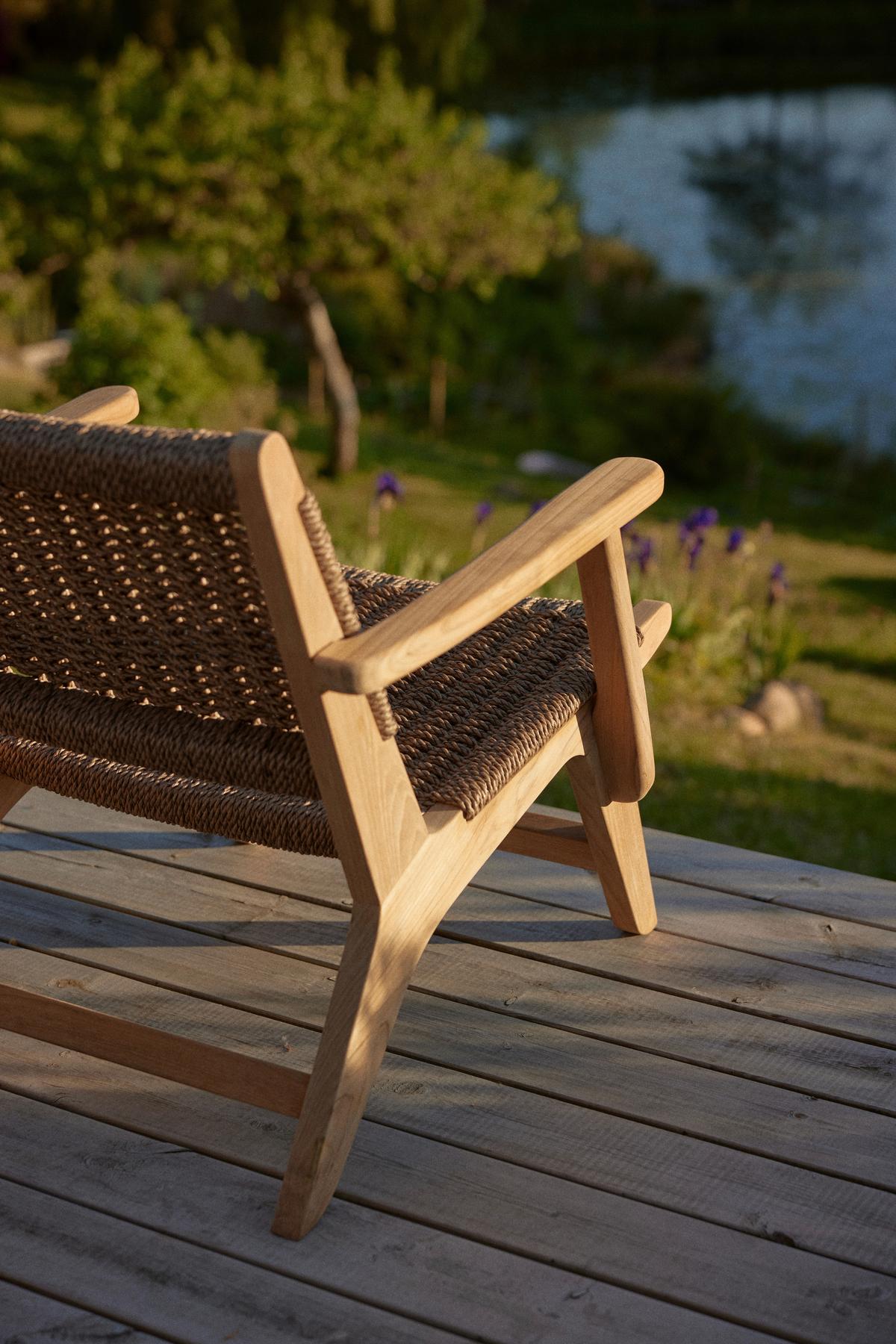 Loungesessel Eya Teak - Braun/Teakfarben, Natur, Holz/Kunststoff (68/70/75cm) - Gardenson