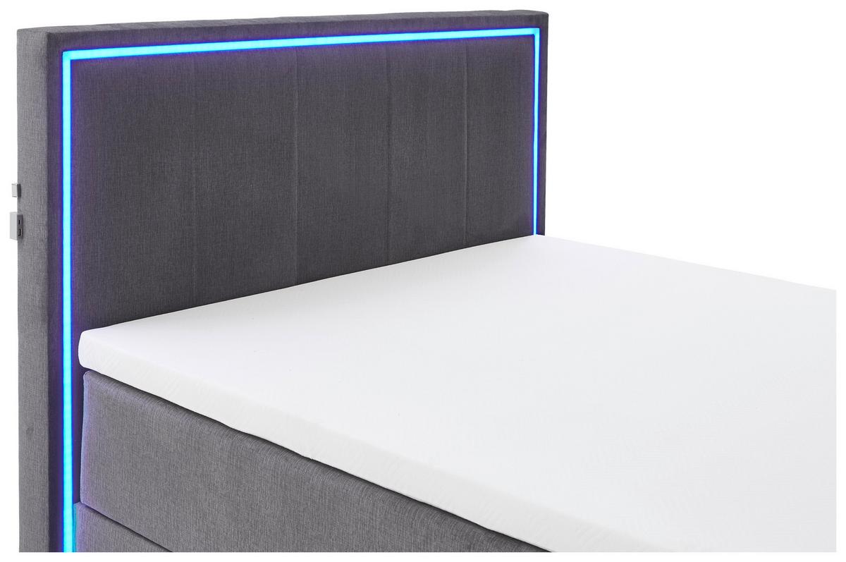 ŁÓŻKO BOXSPRING COLORADO II - antracytowy/kolor chromowy, Design, tworzywo sztuczne/tkanina (140/200cm) - Boxxx