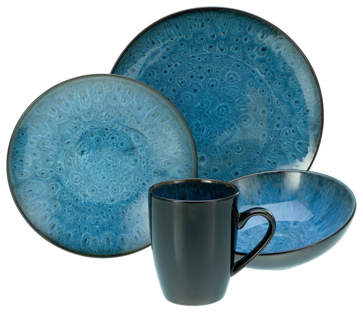 Kombinirani Servis Capri Blue, 16-Delni - modra/temno modra, Trend, keramika - Creatable