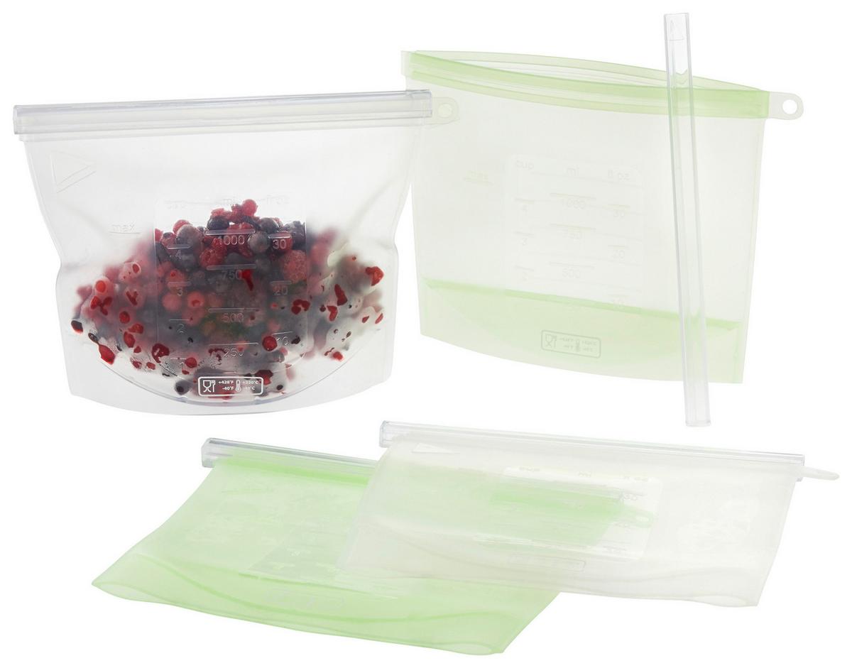 Set pungi Zipper - verde/transparent, plastic (1000ml) - Modern Living