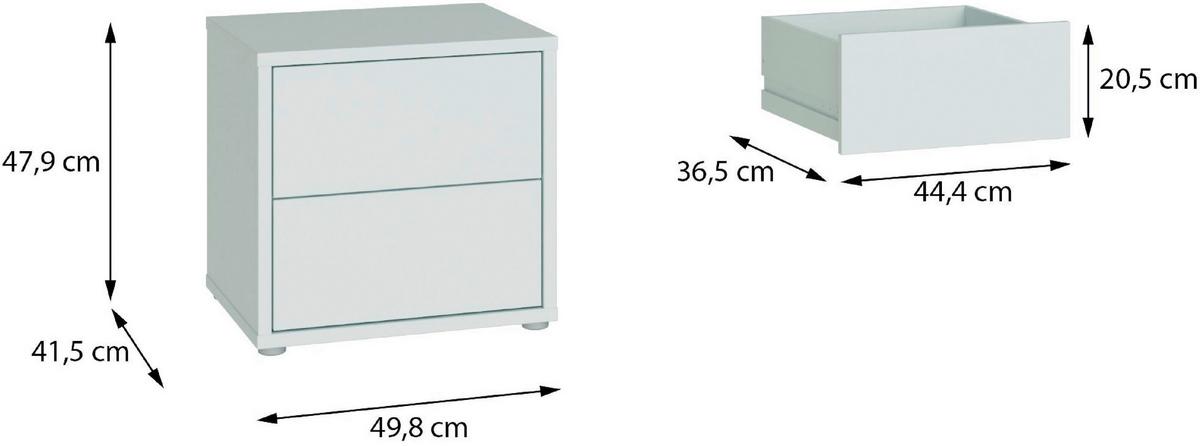 Nočna Omarica Alice, Svetlo Siva - srebrne barve/svetlo siva, Trend, umetna masa/leseni material (50/48/42cm) - Carryhome