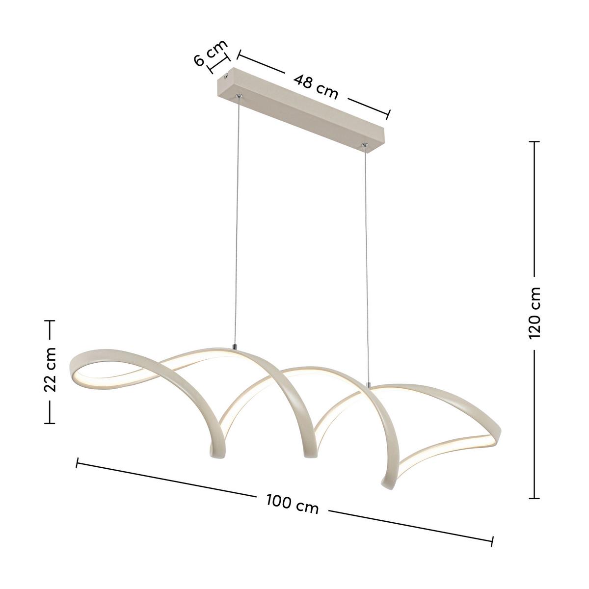 LAMPA WISZĄCA LED BROWNSVILLE *SBN* - kolor piaskowy, Design, tworzywo sztuczne/metal (100/22/120cm) - Novel