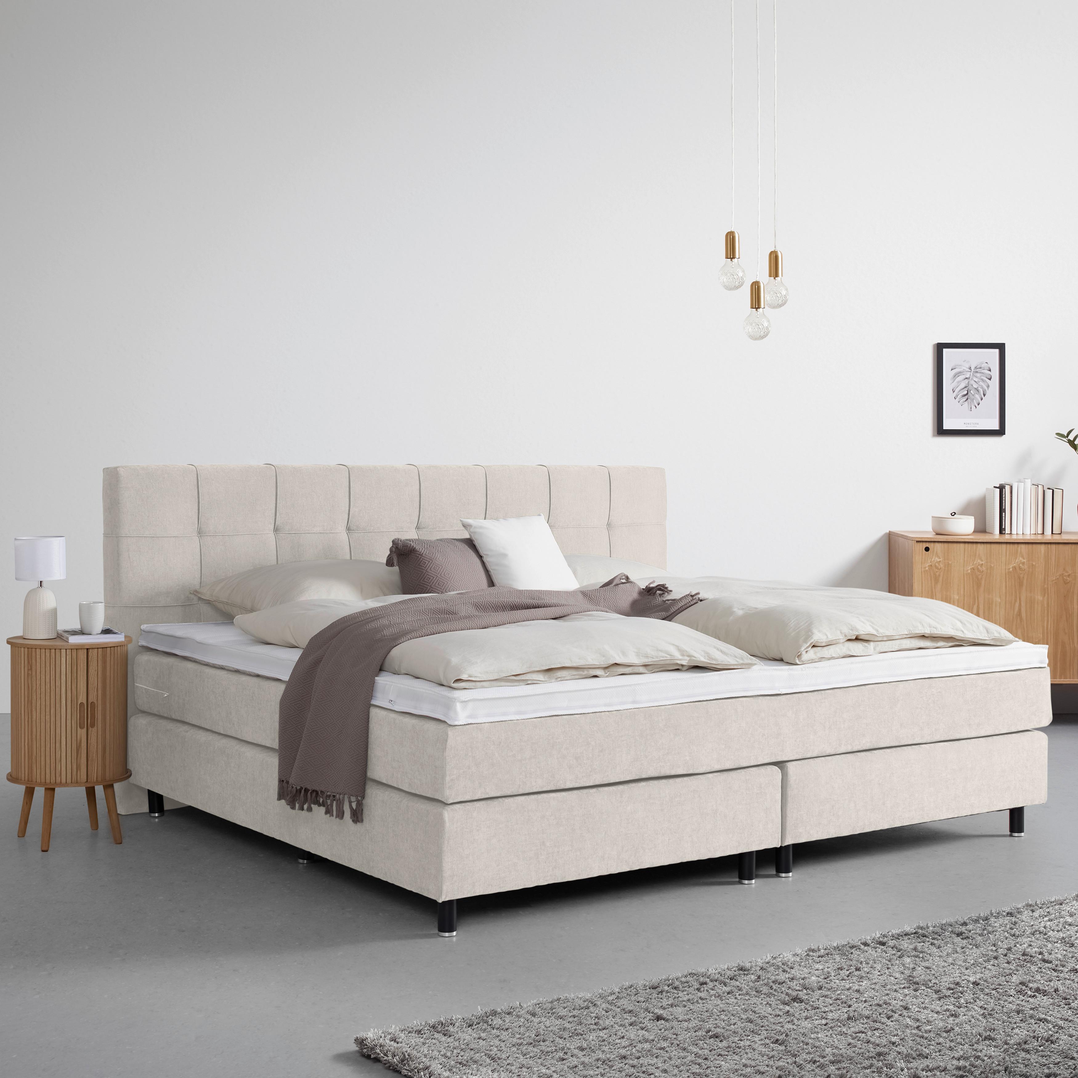 Boxspringbett Primo Beige ca. 220x200cm - Beige, KONVENTIONELL, Holz/Holzwerkstoff (220/200cm) - Premium Living