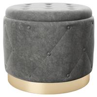 Hocker LIZ Grau Samt - Goldfarben/Grau, LIFESTYLE, Textil (50/40/50cm) - Playboy