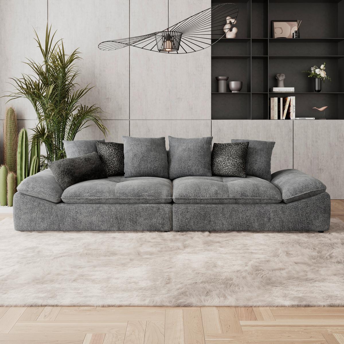 CANAPEA BIGSOFA DIUN - antracit/negru, Trend, textil (310/76-90/124cm) - Luca Bessoni