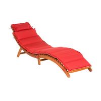 Gartenliege Ipanema inkl. Auflage aus Eukalyptus - Rot/Creme, ROMANTIK / LANDHAUS, Holz/Textil (178/54/70cm) - Gardenson