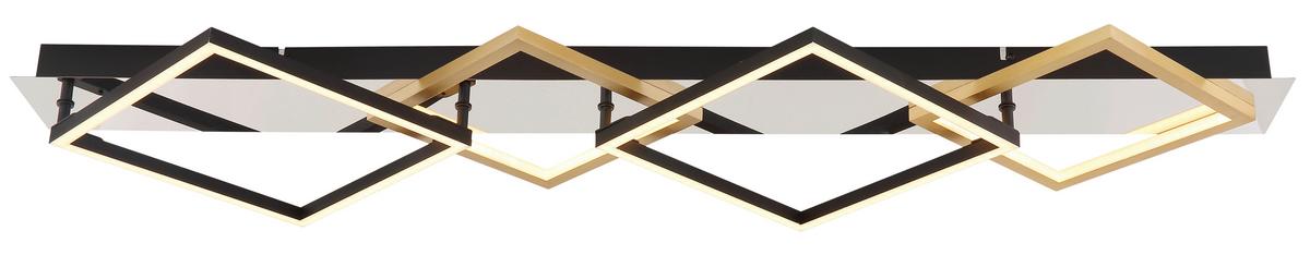 LED-DECKENLEUCHTE 67847-48 - Goldfarben/Opal, Design, Kunststoff/Metall (104,5/35,5/7cm) - Globo