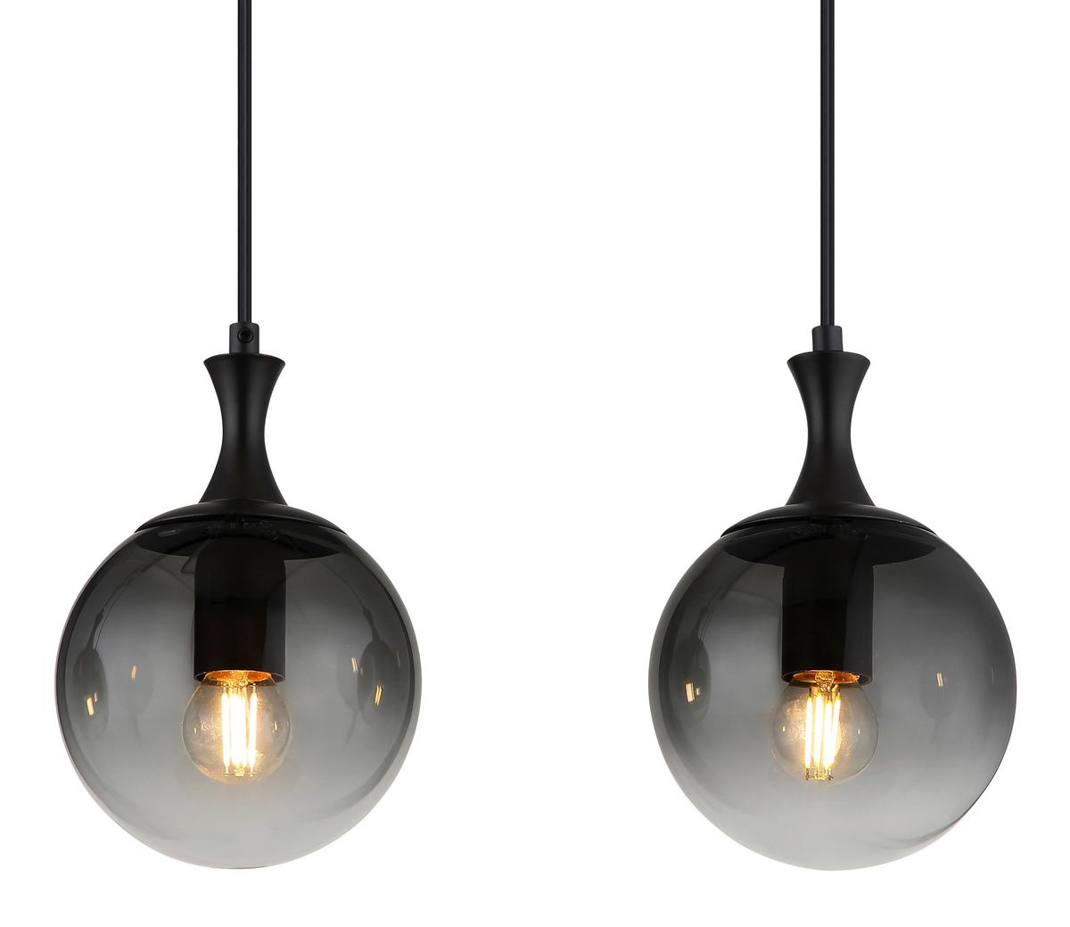 HÄNGELEUCHTE 15885-4H - Schwarz, Design, Glas/Kunststoff (90/15/130cm) - Globo