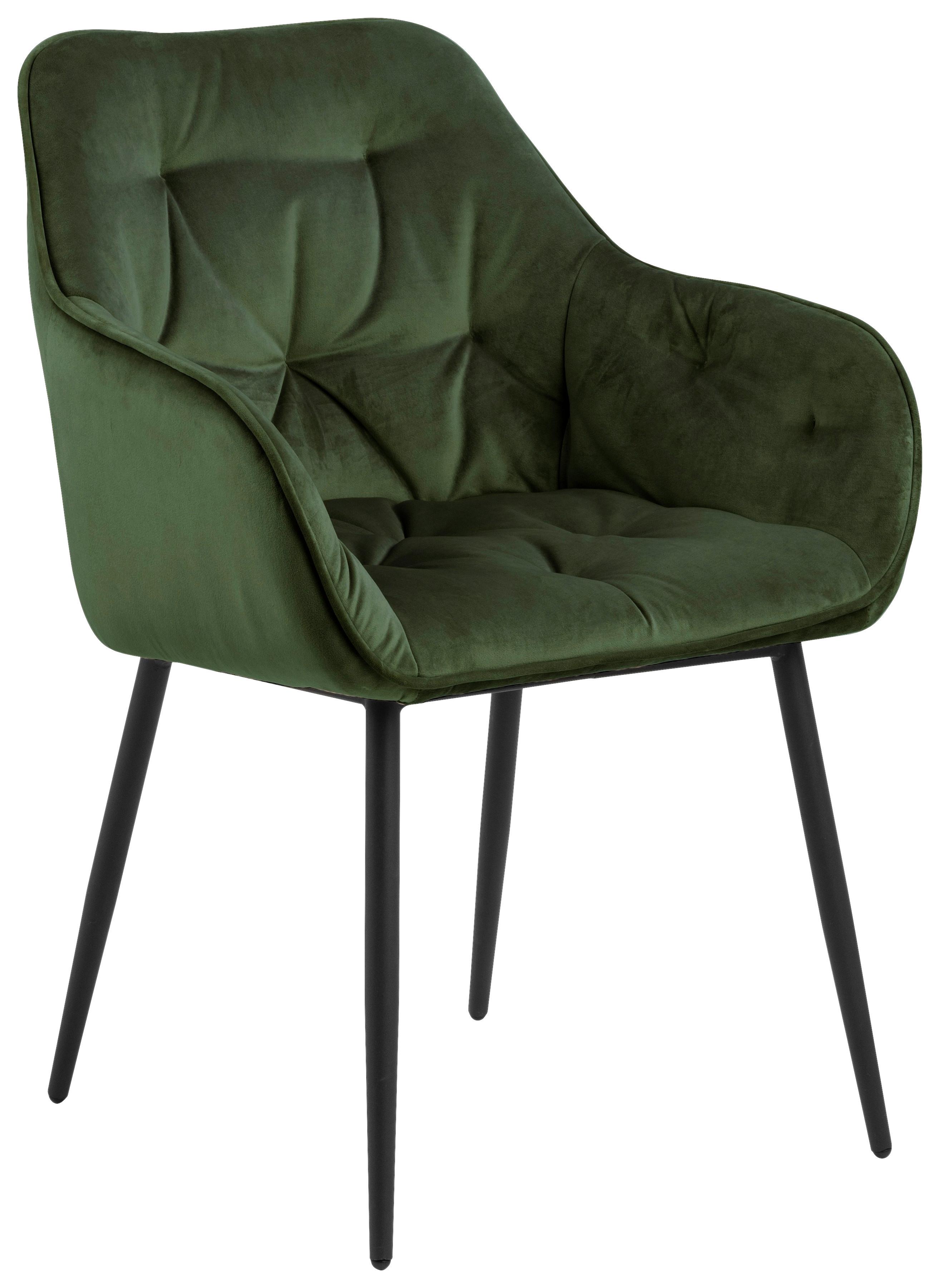 KRZESŁO Z PODŁOKIETNIKAMI BROOKE -TREND- - zielony/czarny, Trend, metal/tkanina (58/83/55cm) - Livetastic