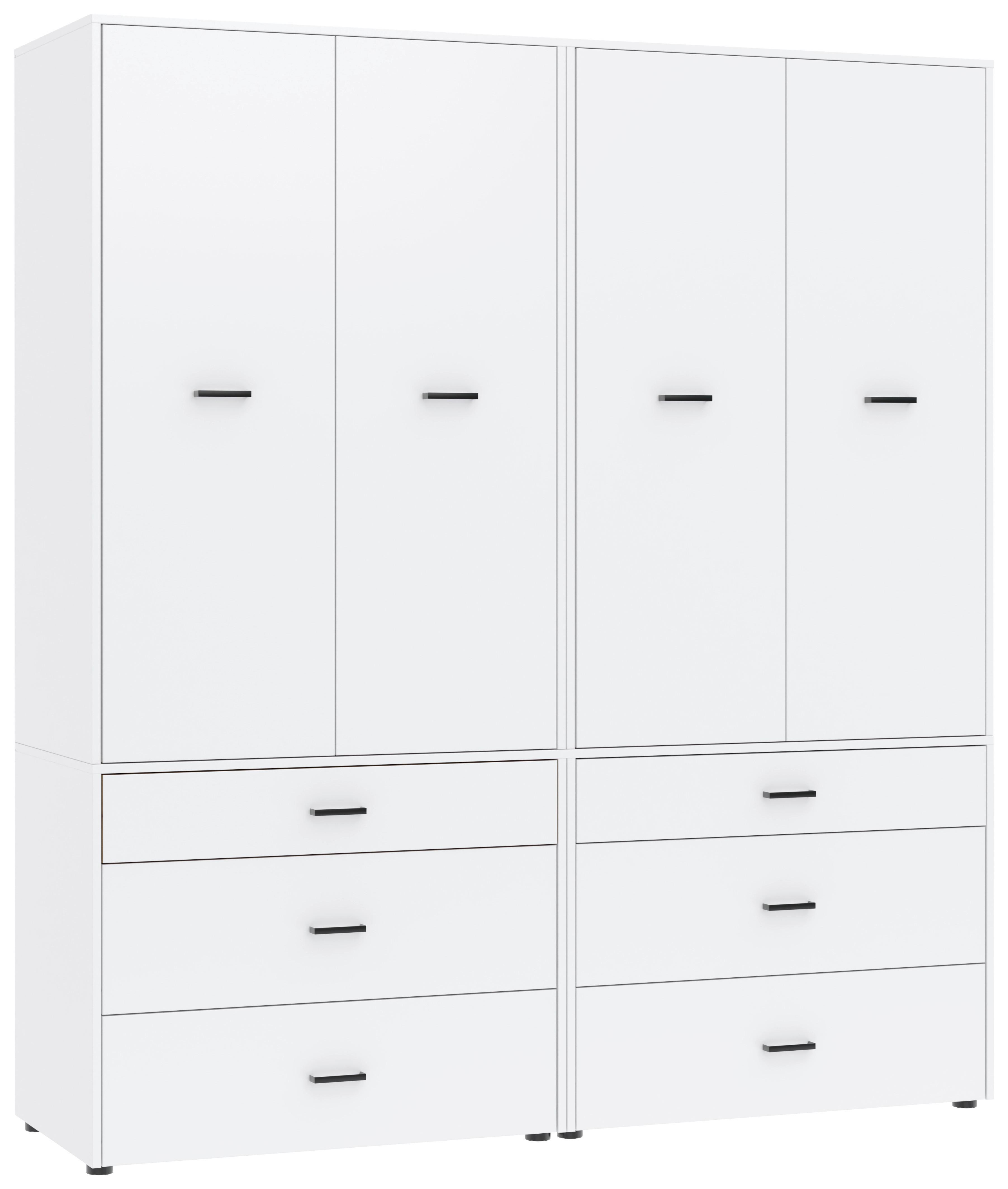 Kleiderschrank Kivo Weiß - Schwarz/Weiß, Basics, Holzwerkstoff/Kunststoff (180/199,6/52,1cm) - Based