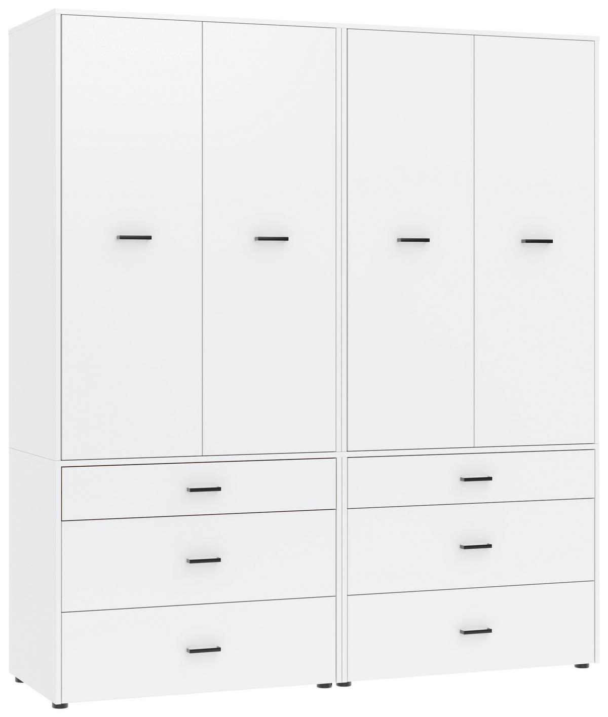 Kleiderschrank Kivo Weiß - Schwarz/Weiß, Basics, Holzwerkstoff/Kunststoff (180/199,6/52,1cm) - Based