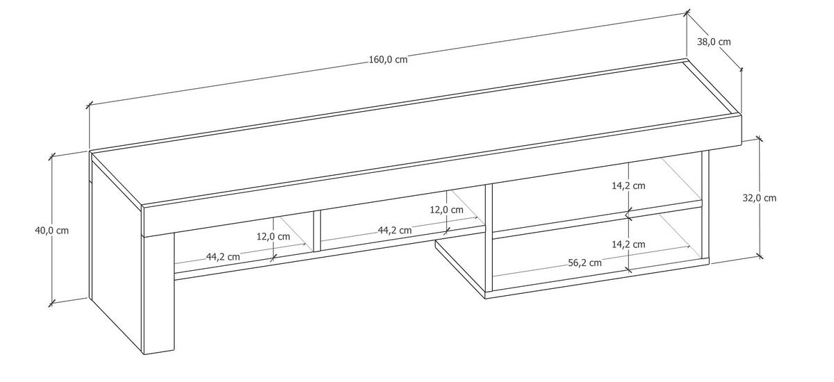 Nizka Omarica Hestia - antracit, Design, leseni material (160/40/38cm) - MID.YOU