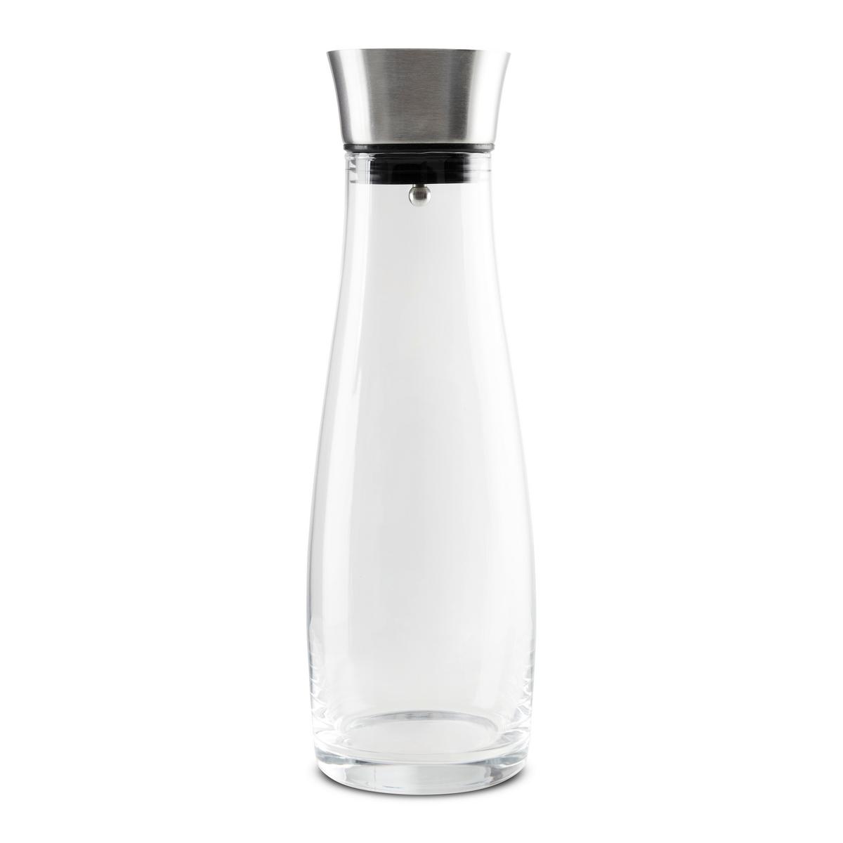 Karaffe Elena in Silberfarben ca. 1000ml - Klar/Silberfarben, KONVENTIONELL, Glas/Kunststoff (9,6/30,3cm) - Mömax