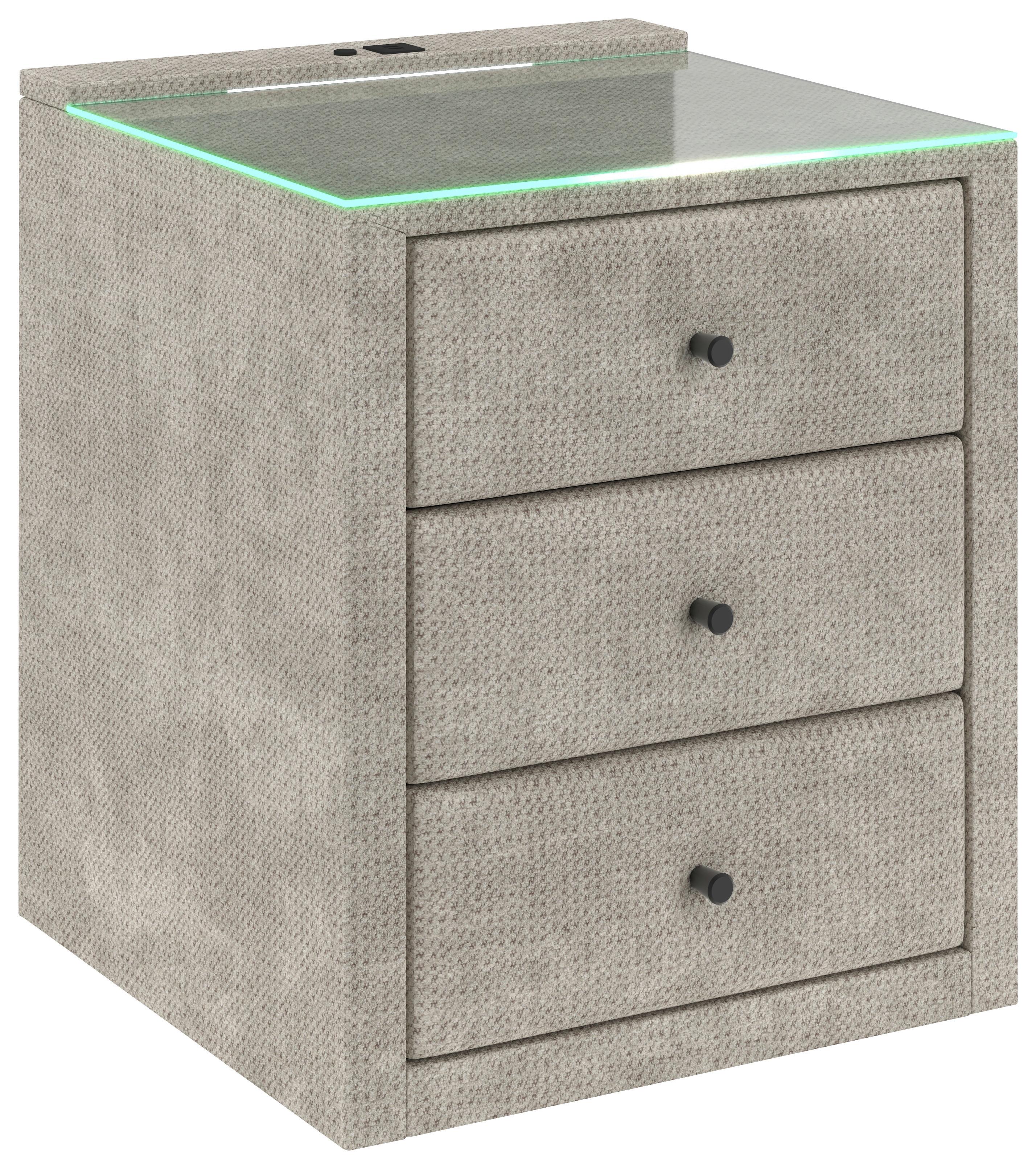 Noćni Ormarić Brisbane I - krem, Trend, staklo/drvni materijal (49,5/56,5/46cm) - Premium Living