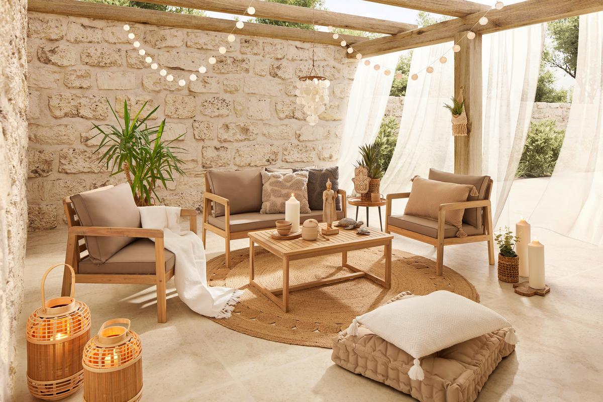 Lámpás Bamboo - natúr színű, Basics, fa (23/40cm) - Modern Living