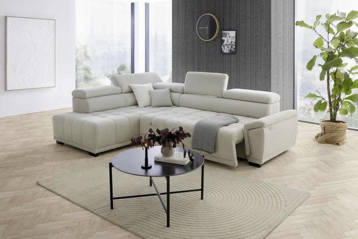 Kutna Garnitura Gremio - sivo-bijela/crna, Moderno, tekstil/plastika (206/283cm) - Modern Living