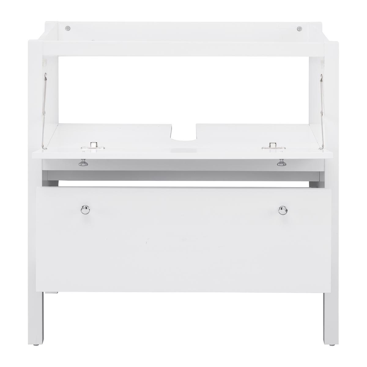 Waschbeckenunterschrank Ginevra Weiß ca. 80x80x46 cm - Silberfarben/Weiß, MODERN, Metall (80/80/46cm) - Bessagi Home