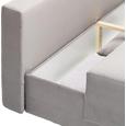 Schlafsofa Grau mit Bettkasten - Chromfarben/Hellgrau, MODERN, Textil/Metall (197/90/94cm) - PREMIUM LIVING