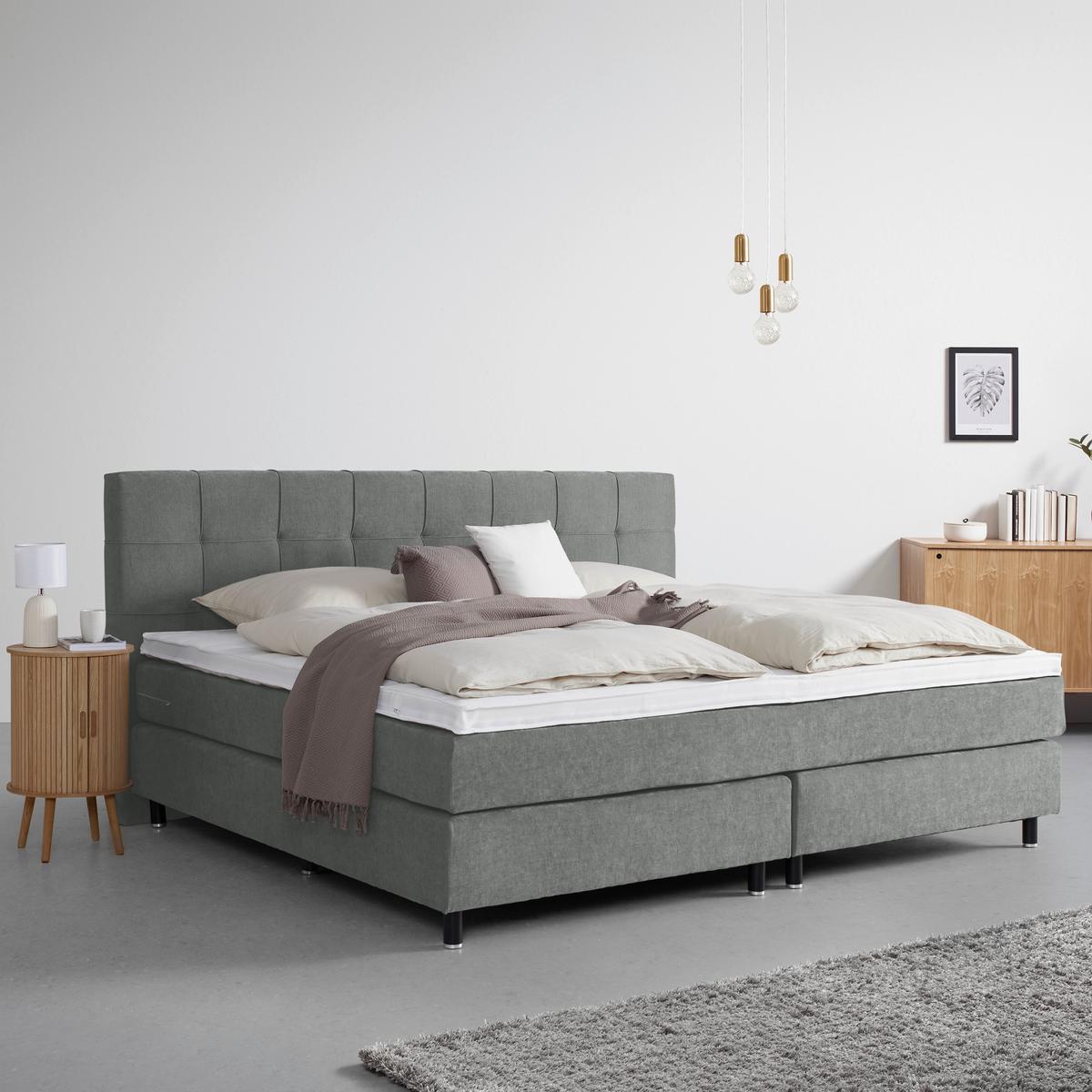 Boxspringbett Primo Graphitfarben ca. 220x200cm - Graphitfarben, KONVENTIONELL, Holz/Holzwerkstoff (220/200cm) - Premium Living