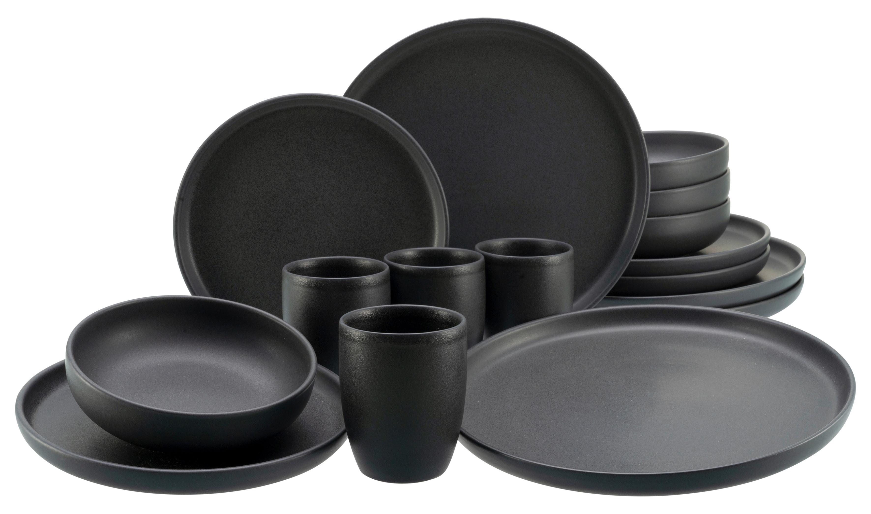 SERWIS OBIADOWO-ŚNIADANIOWY UNO BLACK - czarny, Konventionell, ceramika - Creatable