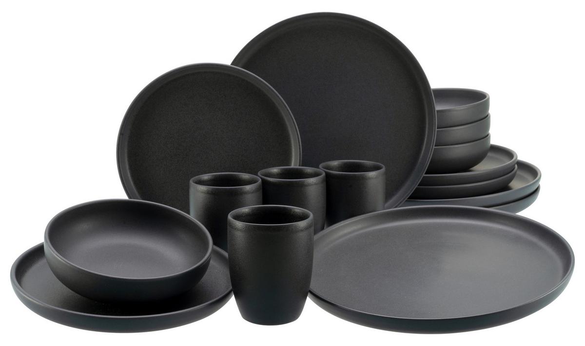 SERWIS OBIADOWO-ŚNIADANIOWY UNO BLACK - czarny, Konventionell, ceramika - Creatable