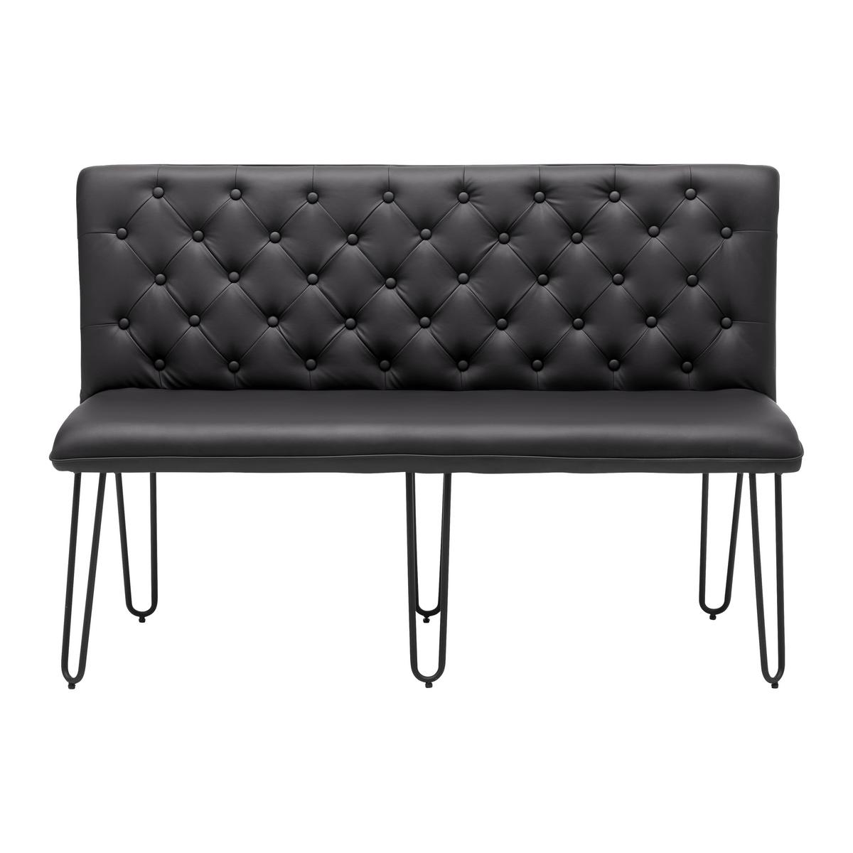 Sitzbank Ivie Schwarz Lederlook Gepolstert - Schwarz, MODERN, Holz/Textil (140/92/62cm) - Bessagi Home