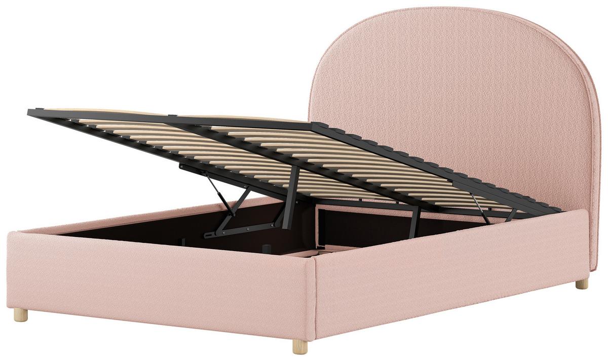 Kinder-/Juniorbett MOON Rosa ca. 140x200 cm Bouclé - Naturfarben/Rosa, ROMANTIK / LANDHAUS, Holz/Textil (140/200cm) - Vipack
