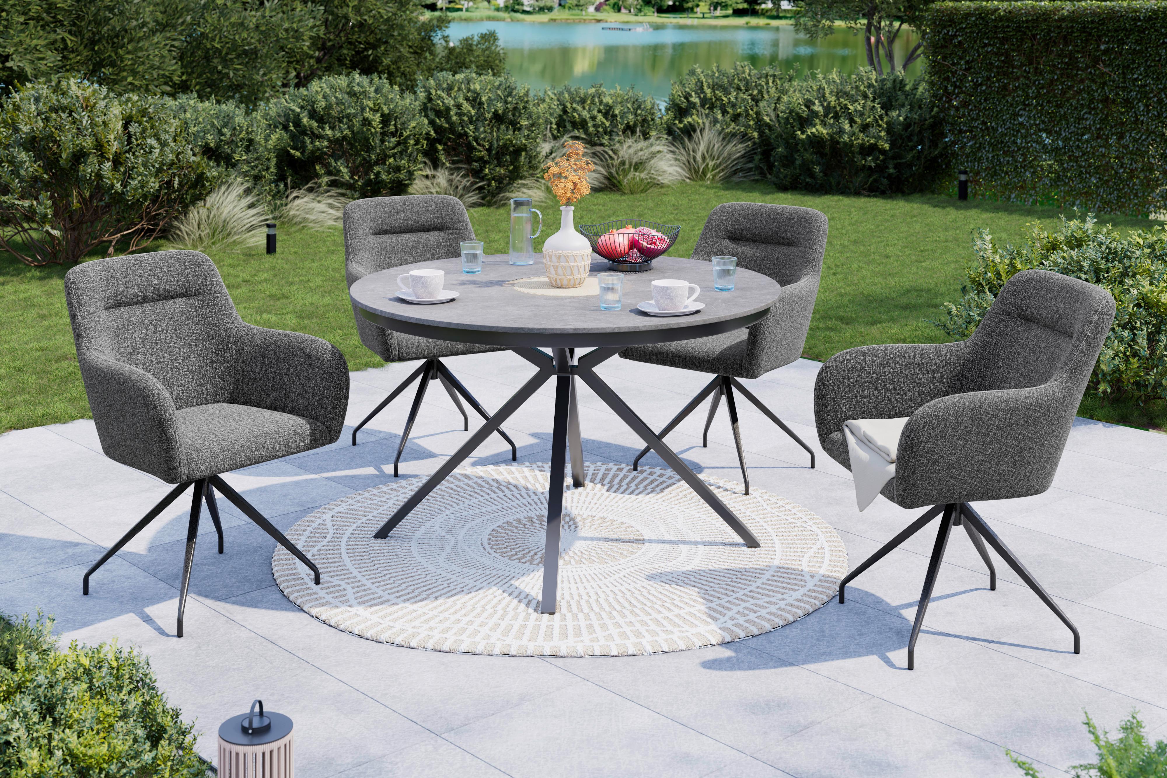 KRZESŁO OGRODOWE ISA - antracytowy/szary, Modern, metal/tkanina (62/87/62cm) - Ambia Garden