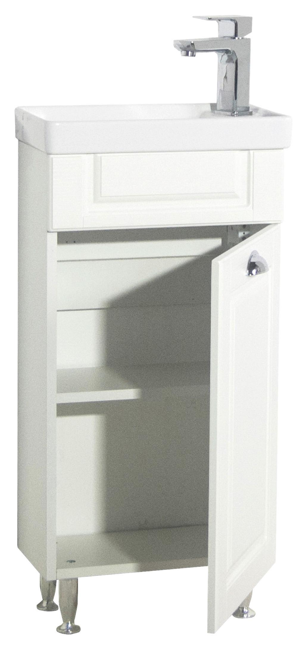 WASCHTISCHKOMBI CASALO M - Weiss/Silberfarben, Modern, Keramik/Holzwerkstoff (41cm) - MID.YOU
