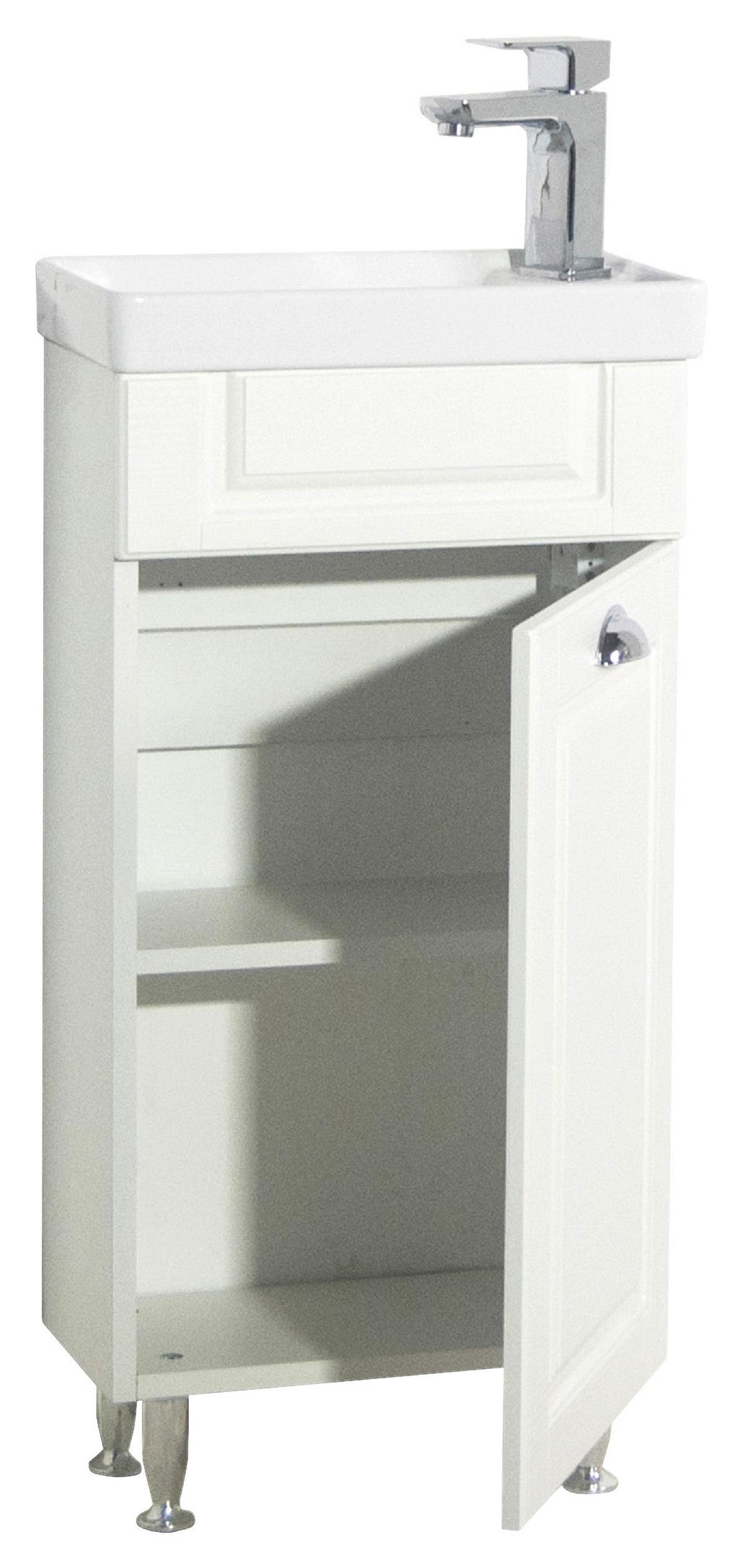 Kombiniran Umivalnik Casalo M, Bela - srebrne barve/bela, Moderno, kovina/leseni material (41cm) - MID.YOU