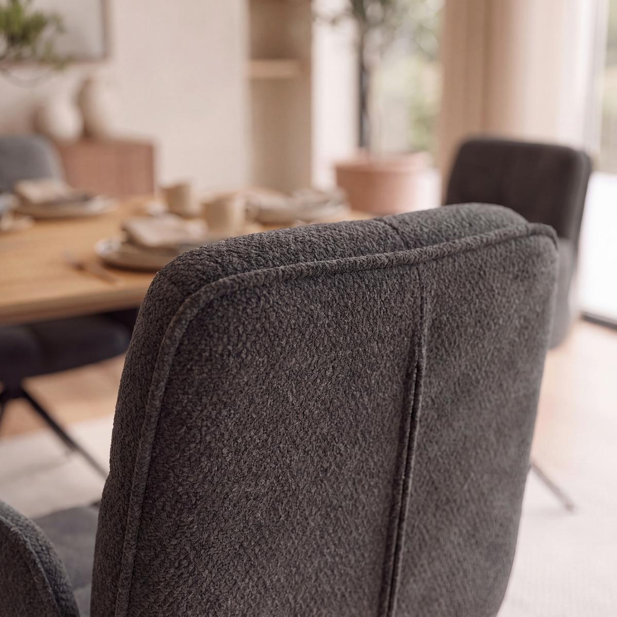 Armlehnstuhl Nalani Dunkelgrau Webstoff Drehbar Gepolstert - Dunkelgrau, MODERN, Textil/Metall (58/86/62cm) - Bessagi Home