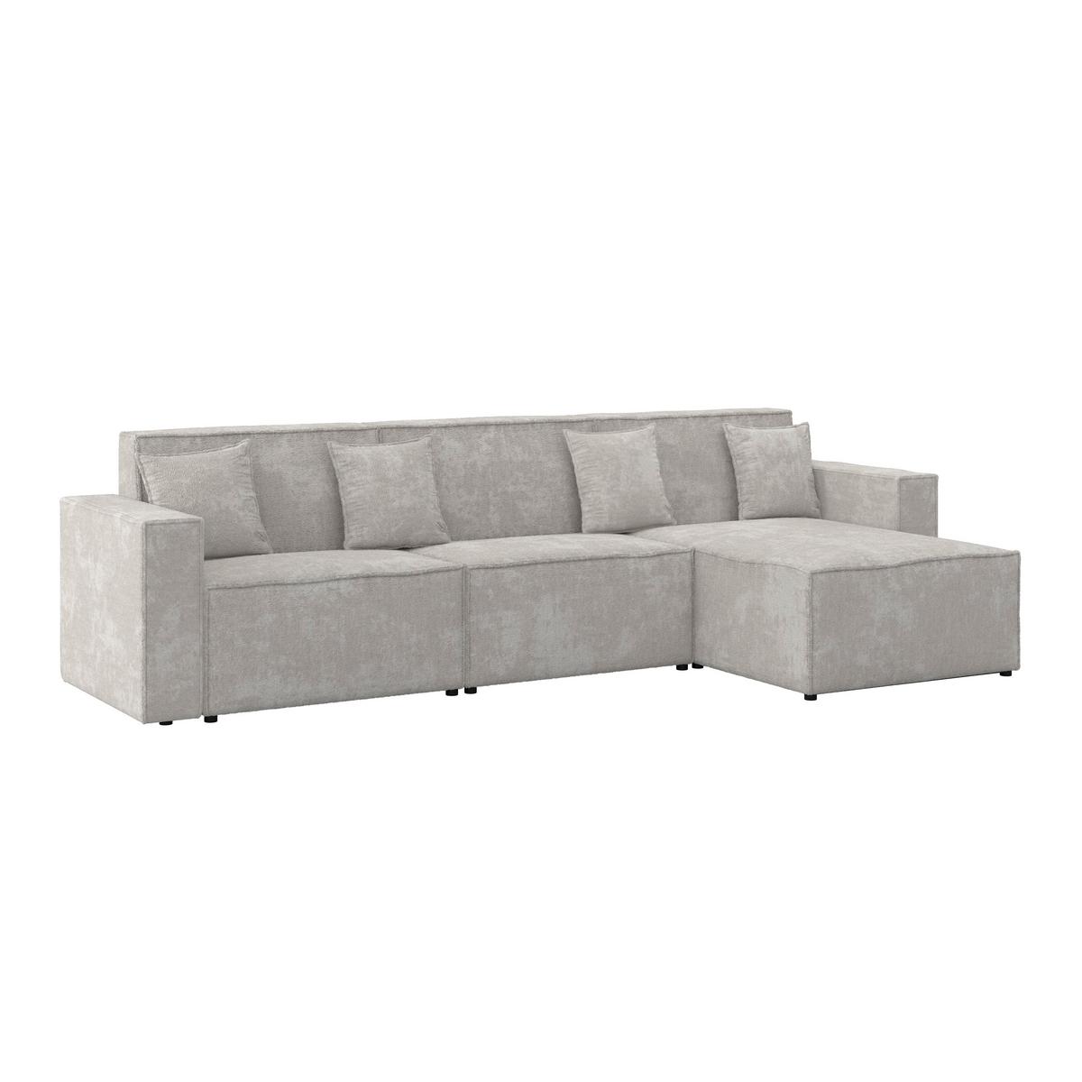 Wohnlandschaft Milo Bouclé Hellgrau - Hellgrau/Schwarz, MODERN, Holz/Holzwerkstoff (310/83/148cm) - Bessagi Home
