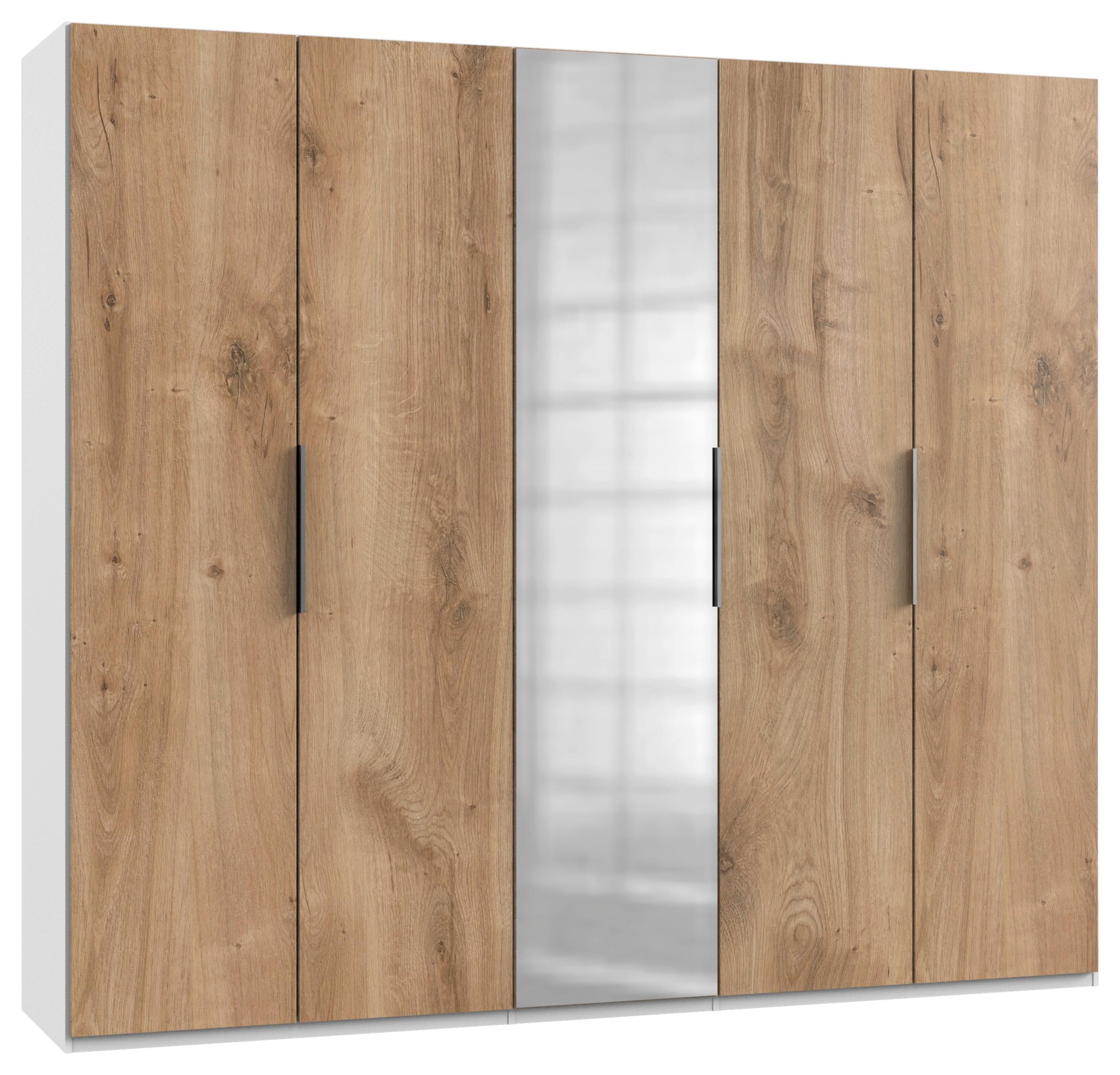 Drehtürenschrank Level 36A mit Spiegel ca. 250 cm Eiche/Weiß - Chromfarben/Eichefarben, MODERN, Holzwerkstoff (250/216/58cm) - MID.YOU