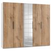 Drehtürenschrank Level 36A mit Spiegel ca. 250 cm Eiche/Weiß - Chromfarben/Eichefarben, MODERN, Holzwerkstoff (250/216/58cm) - MID.YOU