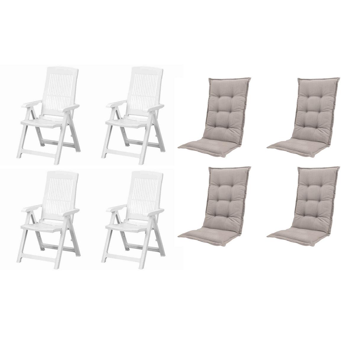 GARTENSTUHL-SET TAMPA+AUFLAGEN SET - Taupe/Weiß, MODERN, Kunststoff/Textil (44/111/50cm) - Gardenson