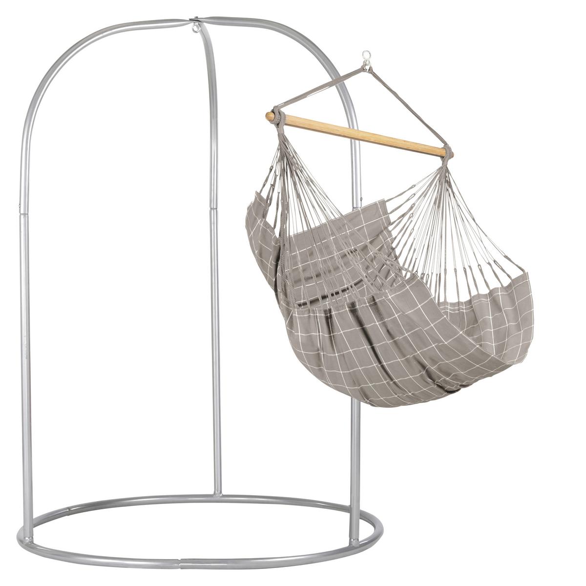 Hängesessel Comfort Hammock Echtholz Weiß/Hellgrau - Hellgrau/Weiß, KONVENTIONELL, Holz/Textil (110/160/180cm) - La Siesta