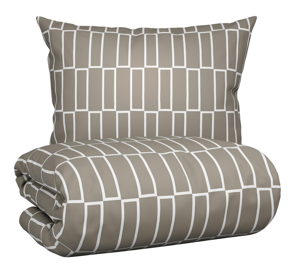 Posteljnina Brigg, Več Barv, 2x60/80, 200/200 - rjavosiva/črna, tekstil (200/200cm) - Modern Living