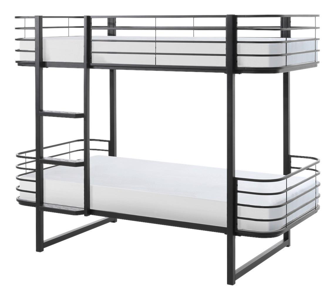 Etagenbett Oscar Schwarz inkl. Lattenrost ca. 90x200cm - Schwarz, KONVENTIONELL, Metall (90/200cm) - MID.YOU