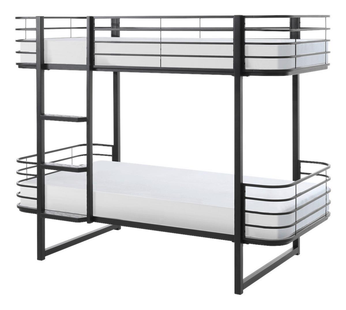 Etagenbett Oscar Schwarz inkl. Lattenrost ca. 90x200cm - Schwarz, KONVENTIONELL, Metall (90/200cm) - MID.YOU